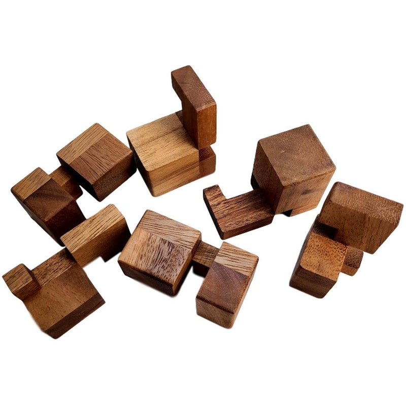 Difficult Sequential Brain Teaser for Ages 16 and Up - The Blessings Cube Wood Puzzle